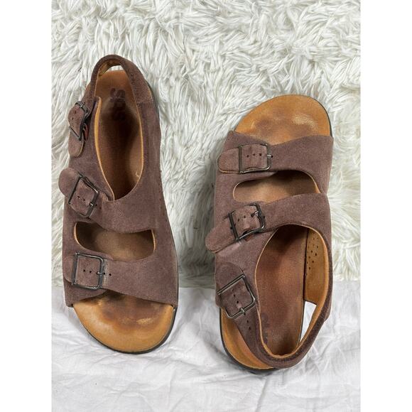 SAS Relaxed Tripad Comfort Shoes Womens 10M Brown Leather Sandals Double Buckle - Picture 1 of 9